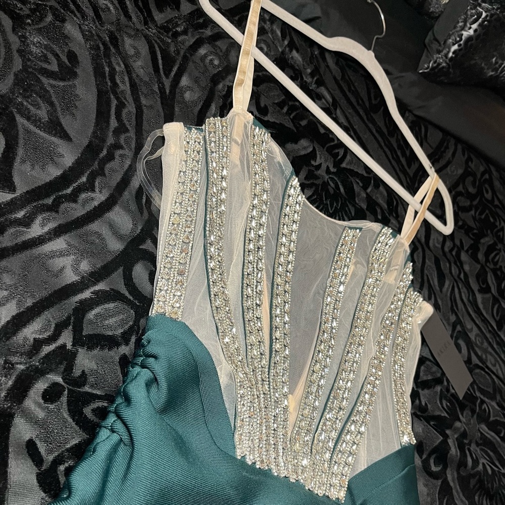 Queen of drama rhinestone velvet mini dress